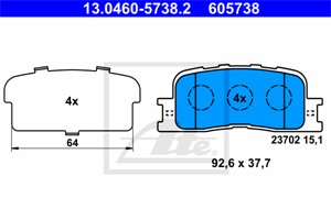 Bremseklosser sett, Bakaksel, LEXUS ES, TOYOTA CAMRY Sedan, 04466-33100, 04466-33130
