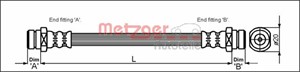 Bremseslange, Foran høyre, Foran venstre, MITSUBISHI PAJERO II, PAJERO Canvas Top II, MB857550, MR129770