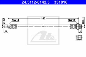 Bremseslange, Bakaksel, Ved bremsekaliper, ABARTH,ALFA ROMEO,FIAT,OPEL,VAUXHALL, 13251589, 13267285, 13363236, 5 62 246, 5 62 274, 5 62