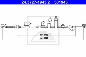 Kabel, parkeringsbremse, Høyre bak, TOYOTA AURIS, AURIS Kombi, AURIS Skåp/halvkombi, AURIS VAN Skåp/halvkombi, 46420-02121