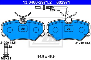 Bremseklosser sett, Framaksel, PEUGEOT 405 I, 405 II, 405 Break I, 405 Break II, 4250 55, 4250 87, 4250 95
