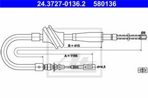 Kabel, parkeringsbremse, Bakre venstre, AUDI 80 B2 Sedan, 90 B2, COUPE B2, 811 609 721 A, 811 609 721 B, 811 609 721 C, 811 609 721 H, 8
