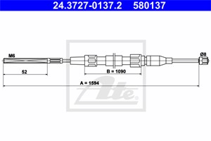 Kabel, parkeringsbremse, Foran, VW DERBY, POLO Classic, POLO II, POLO Coupé, POLO Skåp/halvkombi, 867 609 721