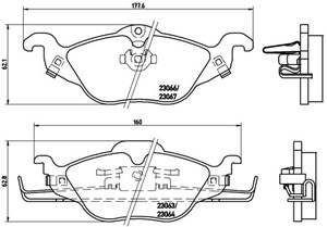 Bremseklosser sett, Framaksel, CHEVROLET,OPEL,VAUXHALL, 1605000, 1605034, 1605070, 1605091, 1605121, 1605959, 90544025, 9195144, 9195607