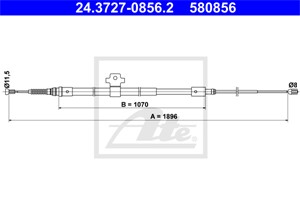 Kabel, parkeringsbremse, Bakre venstre, PEUGEOT 308 II, 308 Skåp/halvkombi, 308 SW II, 308 SW Skåp / kombi II, 96 784 213 80