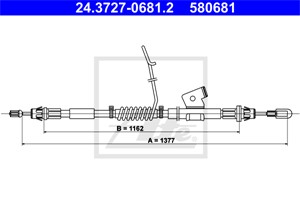 Kabel, parkeringsbremse, Bakre venstre, FORD TOURNEO CUSTOM V362 Buss, TRANSIT CUSTOM V362 Buss, TRANSIT CUSTOM V362 Skåp, 1763932, 1802