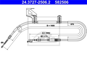 Kabel, parkeringsbremse, Bakre venstre, SKODA SUPERB I, 3BD 609 721