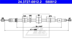 Kabel, parkeringsbremse, Bakre venstre, PEUGEOT 306, 306 Break, 306 Halvkombi, 306 Skåp / kombi, 4745 99, 4745 A1