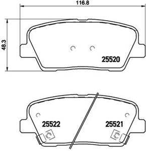 Bremseklosser sett, Bakaksel, HYUNDAI,KIA,SSANGYONG, 48413380B0, 583020WA00, 583021UA50, 583022BA50, 583022JA00, 583022MA00, 583022PA70,