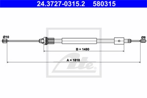 Kabel, parkeringsbremse, Høyre bak, CITROËN,PEUGEOT, 4745 J3