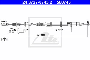 Kabel, parkeringsbremse, Bakre venstre, OPEL CORSA B, CORSA B Kombi, CORSA B Skåp/halvkombi, TIGRA, VAUXHALL TIGRA Mk I, 5 22 615, 5 22