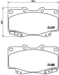 Bremseklosser sett, Framaksel, TOYOTA FORTUNER, HILUX Flak/chassi, HILUX Pick-up VII, 044650K020, 044650K140, 04465YZZDV