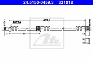 Bremseslange, Bakaksel, MITSUBISHI COLT VI, COLT CZC Cabriolet VI, COLT Skåp/halvkombi, SMART FORFOUR, 454 420 19 26, 4650B135, MR955329