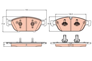 Bremseklosser sett, Framaksel, AUDI A6 C7, A6 C7 Avant, A7 Sportback, 4G0 698 151 R