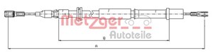 Kabel, parkeringsbremse, MERCEDES-BENZ VITO Buss [W638], VITO Skåp [W638], V-KLASS [638/2], 638 427 03 38, 6384270338, A 638 427 03 38,