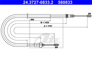 Kabel, parkeringsbremse, Bak, PEUGEOT 206 CC, 206 Halvkombi, 206 Sedan, 206 SW, 4745 N5
