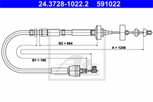 Kabel, clutchbetjening, RENAULT LAGUNA I, LAGUNA Grandtour I, 77 00 413 206, 77 00 840 014, 77 00 847 976