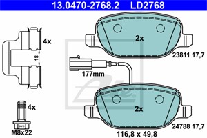 Bremseklosser sett, Bakaksel, ALFA ROMEO GIULIETTA, GIULIETTA Skåp/halvkombi, 71770096, 77365542