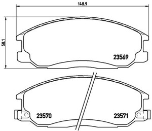 Bremseklosser sett, Framaksel, DAEWOO,HYUNDAI,SSANGYONG, 0K52Y3323Z, 3500175U1010, 4813008260, 48130090A1, 48130091A0, 5810126A00, 58101