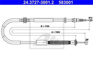 Kabel, parkeringsbremse, Bakre venstre, LANCIA DELTA III, 51808306