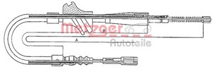 Kabel, parkeringsbremse, Bak, Bakre venstre, Venstre, AUDI 80 B2 Sedan, 90 B2, COUPE B2, 811 609 721B, 811 609 721C, 811 609 721H, 811 6