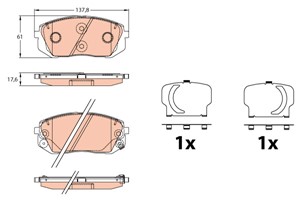 Bremseklosser sett, Framaksel, HYUNDAI i40 I, i40 CW I, ix35, TUCSON, KIA SPORTAGE IV, 58101-3ZA76, 58101-D7A00, 58101-D7A50