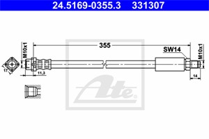 Bremseslange, Foran, Ved bremsekaliper, BMW 7 [E38], 34 30 1 161 964, 34 30 1 163 155