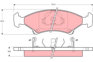 Bremseklosser sett, Framaksel, KIA SEPHIA, SEPHIA Sedan, SHUMA II, SHUMA Sedan, 0K20A-3323Z, 0K239-3323Z, OK20A-3323Z