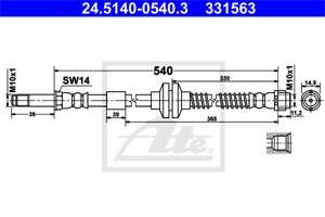 Bremseslange, Framaksel, VW AMAROK, AMAROK Flak/chassi, 2H0 611 701 B, 2H0 611 701