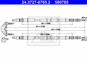 Kabel, parkeringsbremse, Bak, OPEL ASTRA H Kombi, ASTRA H Kombi Classic, ASTRA H Skåp / kombi, VAUXHALL ASTRA Mk V, ASTRAVAN Mk V, 13157
