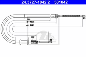 Kabel, parkeringsbremse, Høyre bak, NISSAN KUBISTAR Skåp, RENAULT KANGOO, KANGOO Express, 36530-00QAE, 36530-00QAF, 77 00 311 699