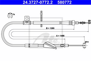 Kabel, parkeringsbremse, Høyre bak, OPEL AGILA, VAUXHALL AGILA Mk I, 47 05 707, 9210312