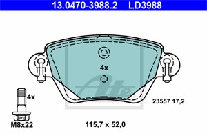 Bremseklosser sett, Bakaksel, FORD,JAGUAR,RENAULT, 1121895, 1130120, 1152316, 1204845, 1207104, 1219892, 1219894, 1227108, 77 01 207 187