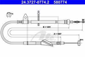 Kabel, parkeringsbremse, Høyre bak, OPEL AGILA, SUZUKI WAGON R+ Halvkombi, VAUXHALL AGILA Mk I, 47 00 357, 47 05 631, 54401-78F02, 54410