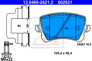 Bremseklosser sett, Bakaksel, SKODA,VW, 1K0 698 451 B, 1K0 698 451 E, 1K0 698 451 K, 3C0 698 451 A, 3C0 698 451 C, JZW 698 451 M