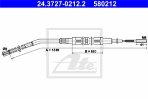 Kabel, parkeringsbremse, Bak, BMW 3 [E30], 3 Cabriolet [E30], 34 41 1 154 401, 34 41 1 154 681, 34 41 1 160 116