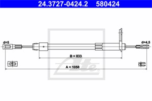 Kabel, parkeringsbremse, Bakre venstre, MERCEDES-BENZ E-KLASS [W210], E-KLASS T-Model [S210], 210 420 10 85, 210 420 14 85, A 210 420 10