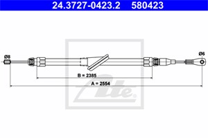 Kabel, parkeringsbremse, Foran, MERCEDES-BENZ C-KLASS [W202], C-KLASS T-Model [S202], CLK [C208], CLK Cabriolet [A208], 202 420 08 85, 2