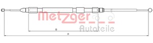 Kabel, parkeringsbremse, Bak, Høyre, BMW 5 [E60], 5 Touring [E61], 34 40 6 761 098, 34 40 6 770 602, 3440 6 761 098, 3440 6 770 602