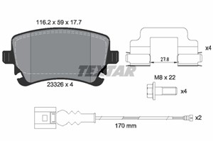 Bremseklosser sett, Bakaksel, VW, 7E0698451, 7E0698451A, 7E0698451B, 7E0698451C, 7H0698451, 7H0698451B, 7H0698451C, 7H0698451D, 7H069845