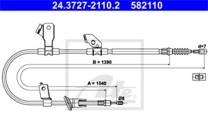 Kabel, parkeringsbremse, Bakre venstre, MITSUBISHI COLT VI, COLT CZC Cabriolet VI, COLT Skåp/halvkombi, MR955259
