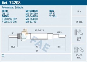 Glødeplugg, HYUNDAI,MITSUBISHI,PROTON, MD-301950, MD-344469, MD-354500, MR-577131