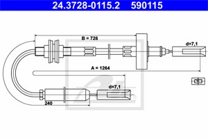 Kabel, clutchbetjening, AUDI 100 C3 Avant, 100 C3 Sedan, 443 721 335 C, 443 721 335 D